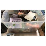 TOTE W/ BEADS, PARTY FAVORS, TRADING CARDS & MISC