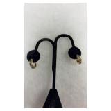 DIAMOND & SAPPHIRE GOLD OVER STERLING EARRINGS