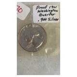 PROOF 1961 WASHINGTON QUARTER .900 SILVER