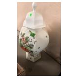HAND PAINTED URN W/ LID