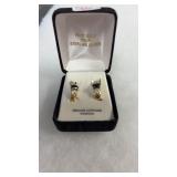 GENUINE DIAMOND SAPPHIRE EARRINGS 18k OVER