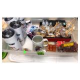 TOTE OF GOATS MILK SOAP, WATER BOTTLES & MISC