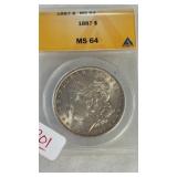 1887 MS 64 MORGAN SILVER DOLLAR