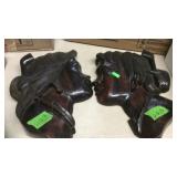 2 WOOD CARVED GIRL FACES