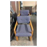 2 MATCHING OAK FRAMED UPHOLSTERED CHAIRS
