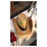 CARVED WOOD COWBOY HAT
