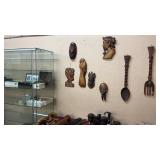 GROUP OF 8 WOOD CARVED WALL HANGINGS