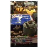 VINTAGE ICE SKATES, ROLLER SAKTES & METAL OIL CAN