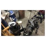 GOLF CLUBS, GOLF BAG & 2 CARTS