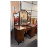 ANTIQUE DRESSER W/ 3 WAY BEVELED MIRROR