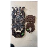 HAND CARVED WOODEN WALL MASK & OTHER WOOD