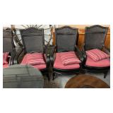 4X$ RATTAN CHAIRS W/ UPHOLSTERED SEATS EACH