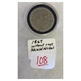 1867 SHIELD NICKEL WITHOUT THE RAYS