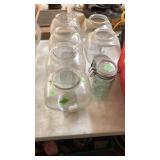 6 CANDY JARS **NO LIDS & 2 SMALL JARS