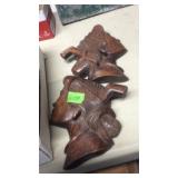2 WOOD CARVED FOLK ART GIRLS