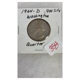 1964-D .900 SILVER WASHINGTON QUARTER