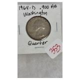 1964-D .900 SILVER WASHINGTON QUARTER