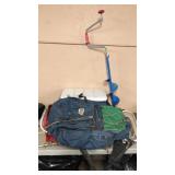 GROUP OF BACKPACKS, COOLER & ICE AUGER