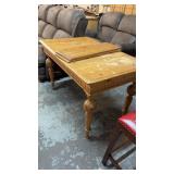 PRIMITIVE PINE KITCHEN TABLE W/ 2 LEAFS