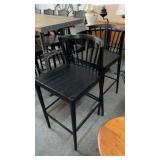 2 MATCHING BLACK OAK TALL STOOLS 30' SEAT HEIGHT