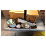 AUTOGRAPHED BASEBALLS, WOODEN FISHING FLY BOX