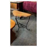 WROGHT IRON SIDE TABLE W/ WOOD TOP 24'X11.5'X24'