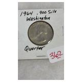 1964 .900 WASHINGTON SILVER QUARTER