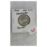 1964 .900 WASHINGTON SILVER QUARTER