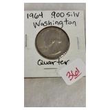 1964 .900 WASHINGTON SILVER QUARTER