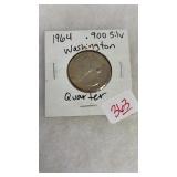 1964 .900 WASHINGTON SILVER QUARTER