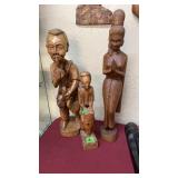 3 WOOD CARVED STATUES