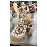 MID CENTURY MODERN PITCHER, CLOCK & PLANTERS