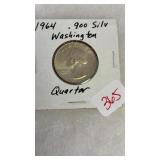 1964 .900 WASHINGTON SILVER QUARTER