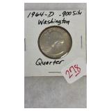 1964-D .900 SILVER WASHINGTON QUARTER