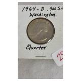 1964-D .900 SILVER WASHINGTON QUARTER