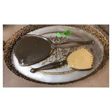 DRESSER SET W/ TRAY, MIRROR & BRUSH