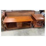 MISSION STYLE ENTERTAINMENT CENTER &  ACCENT TABLE
