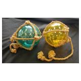 2 ANTIQUE GLASS FISH FLOATS
