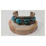 TURQUOISE & COIN SILVER CONTEMPORARY CUFF