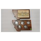5- 1 OZ. SILVER MT CENTENNIAL TOKENS & CASE