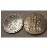 2020 KRUGERRAND & 2015 AMERICAN SILVER EAGLE 1 OZ.