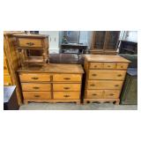 WOOD DRESSER CHEST OF DRAWERS & NIGHT STAND