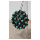 TURQUOISE VTG. STERLING/COIN NATIVE AMERICAN RING