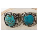 2 TURQUOISE CONTEMPORARY STERLING/COIN NATIVE