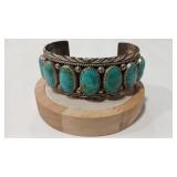 TURQUOISE & STERLING VINTAGE CUFF