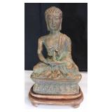 BUDDAH COPPER COMPOSITE STATUE ON WOOD BASE