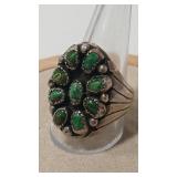 TURQUOISE VTG. STERLING/COIN NATIVE AMERICAN RING