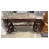 FAUX GRANITE TOP 2 DRAWER ENTRY TABLE