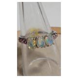.925 PINK TOURMALINE & OPAL COLOR GEMSTONE RING