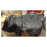 2 LEATHER VESTS & LEATHER JACKET